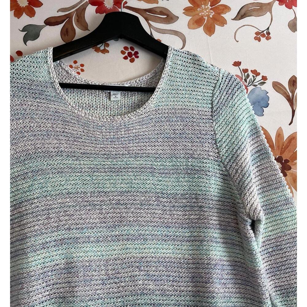 J. Jill Womens MP Sweater Kawaii Pastel Striped Spring Easter Casual Blue Purple